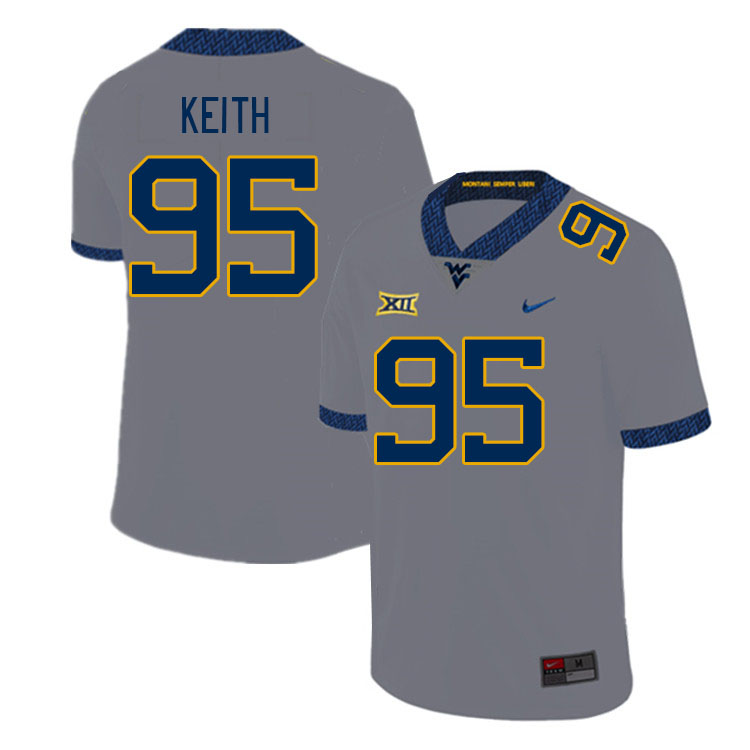 Men #95 Zachariah Keith West Virginia Mountaineers College Football Jerseys Stitched Sale-Gray